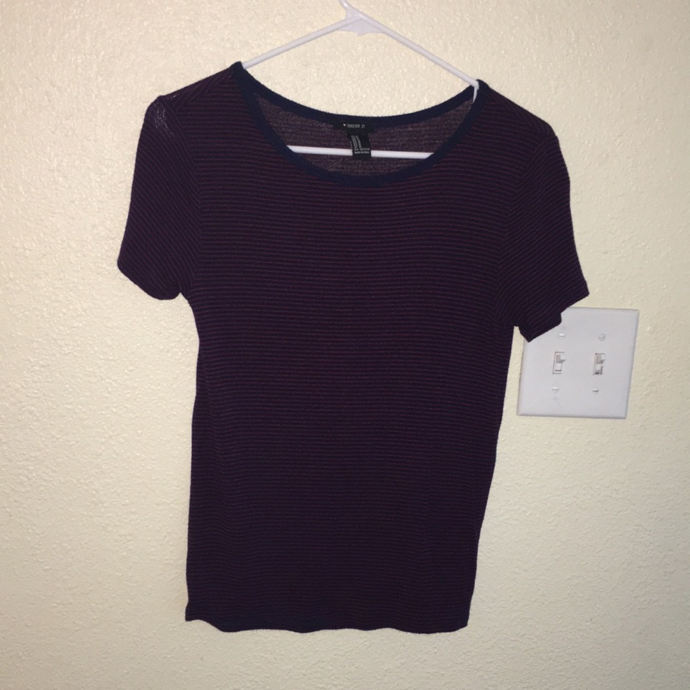 Forever 21 T-shirt. Blue and red stripes .